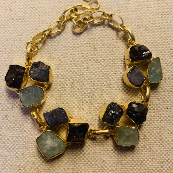 Jewelry - Raw Multi Gemstone brass Bracelet